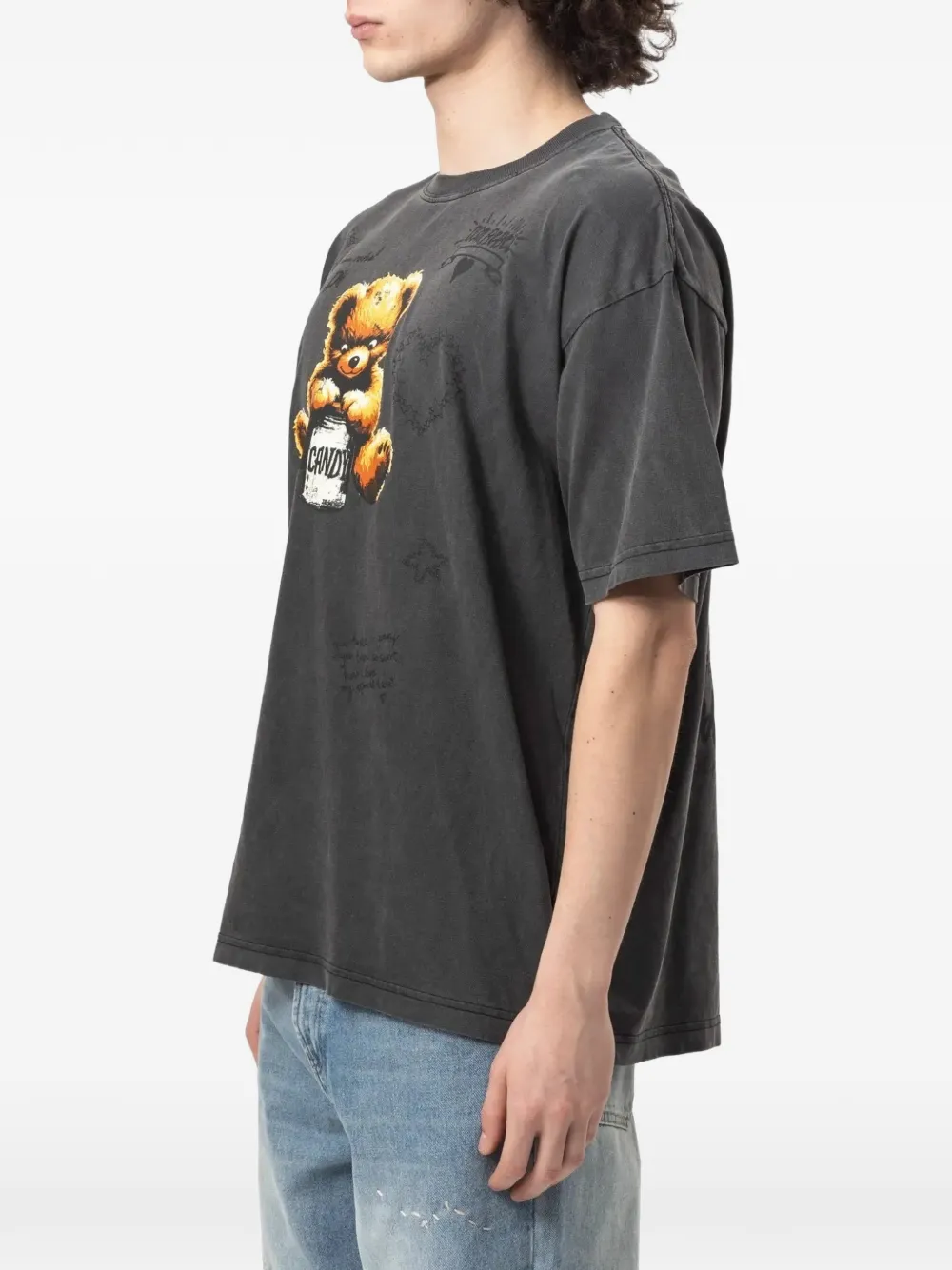 DOMREBEL Treats T-shirt met teddybeer-print Grijs