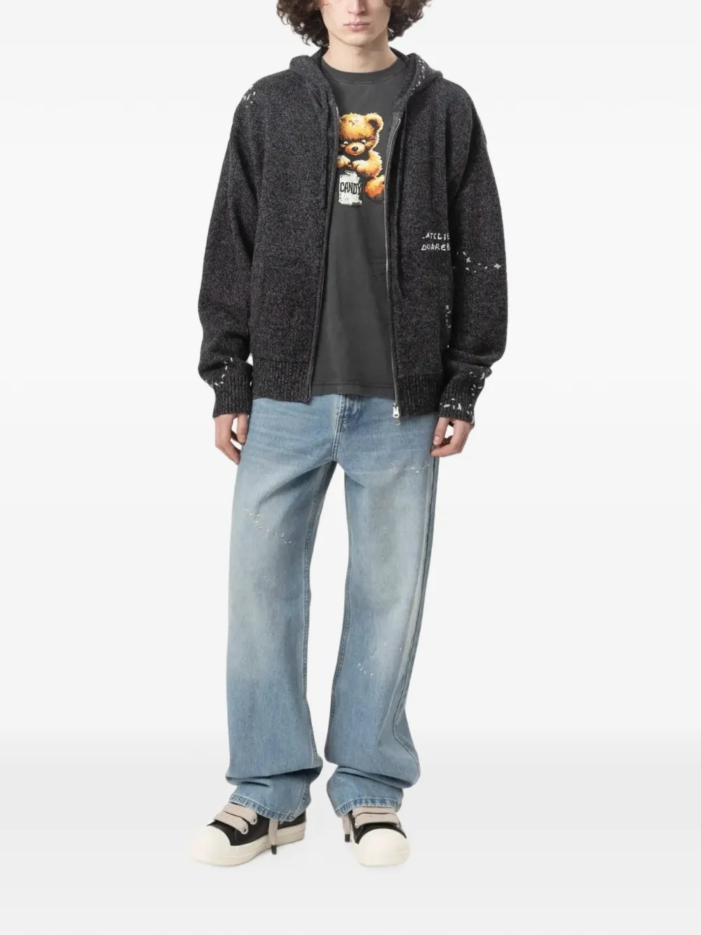 DOMREBEL Treats T-shirt met teddybeer-print Grijs