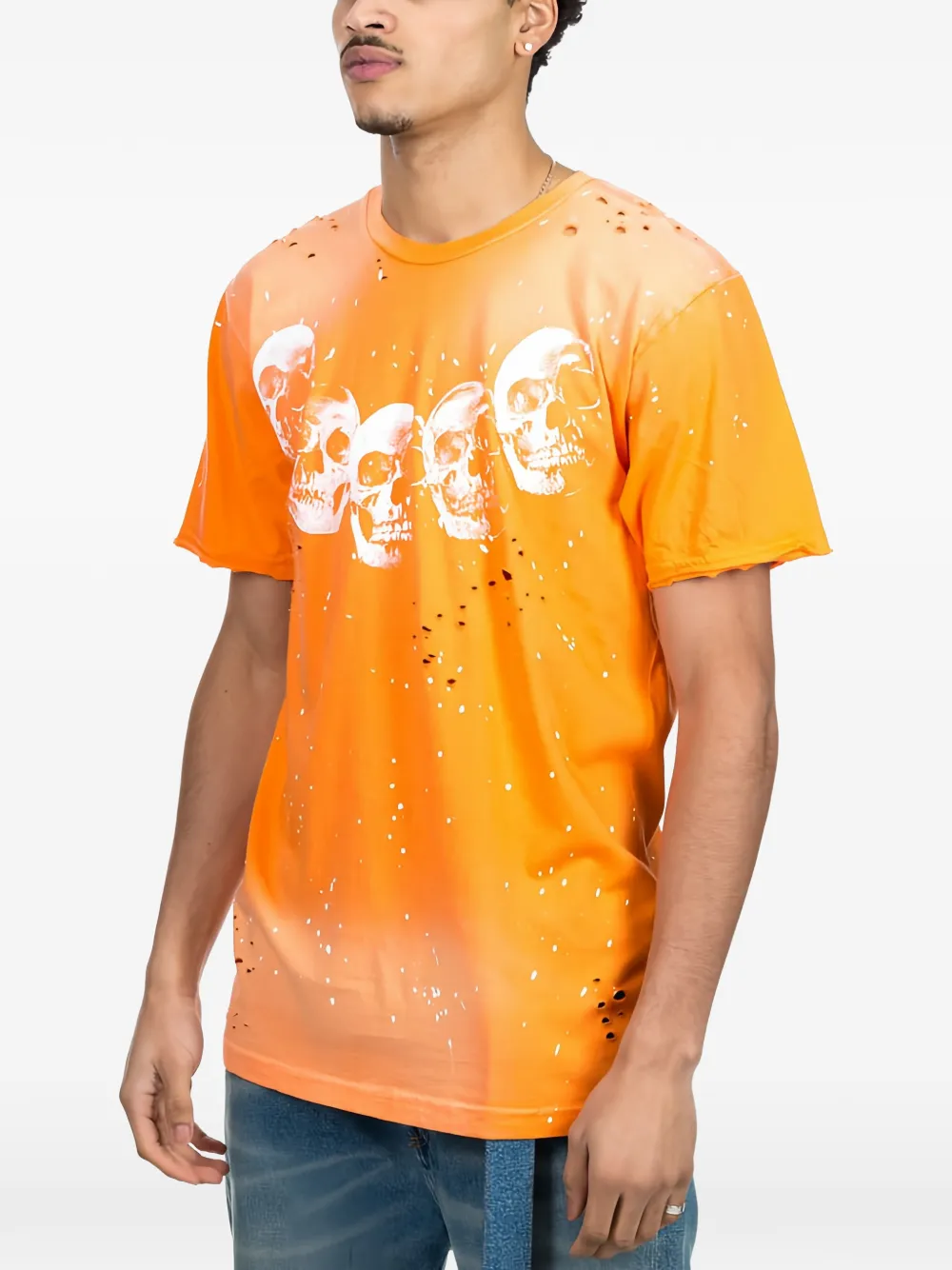 DOMREBEL Amigos T-shirt met verfspatten Oranje