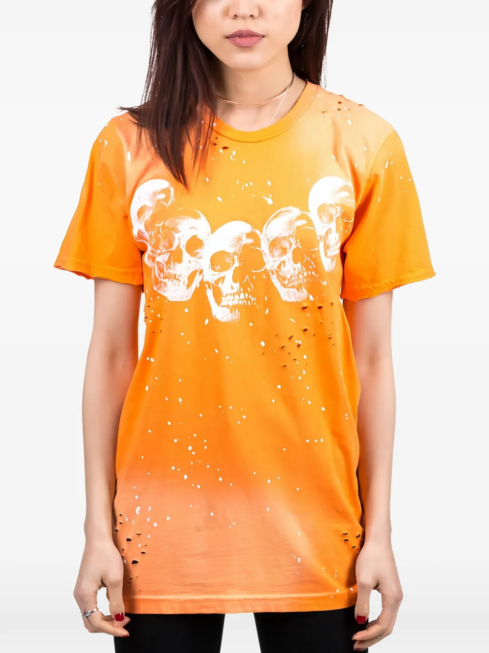 DOMREBEL Amigos T-shirt met verfspatten Oranje