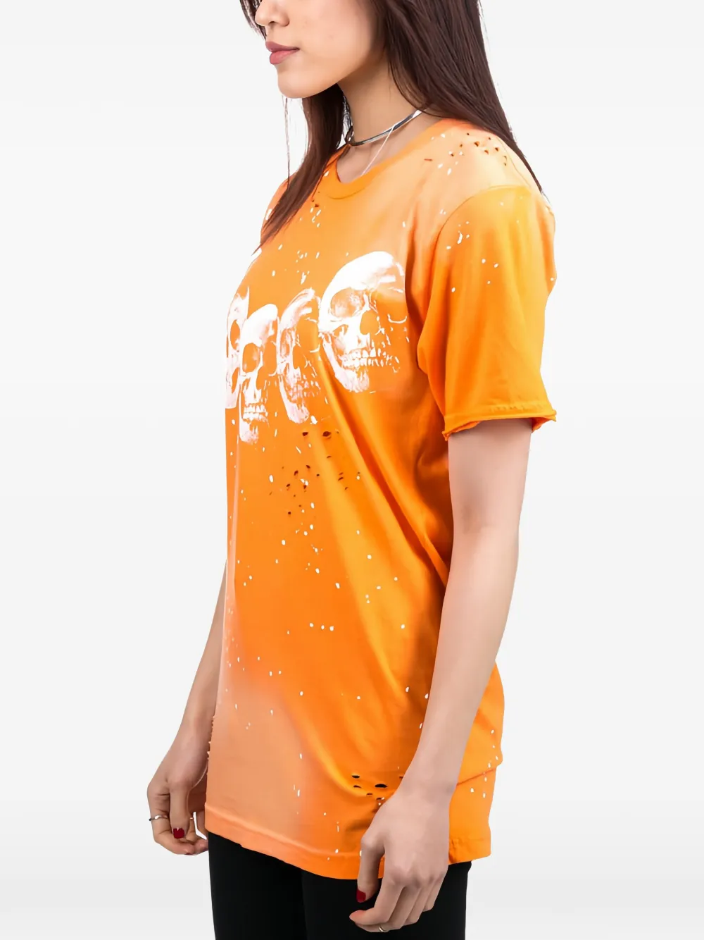 DOMREBEL Amigos T-shirt met verfspatten Oranje