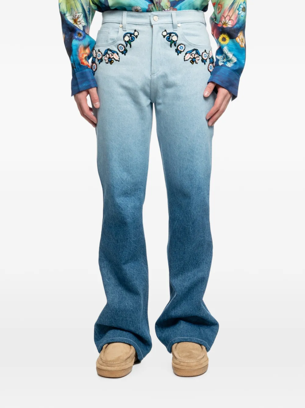 Casablanca floral-embroidered jeans
