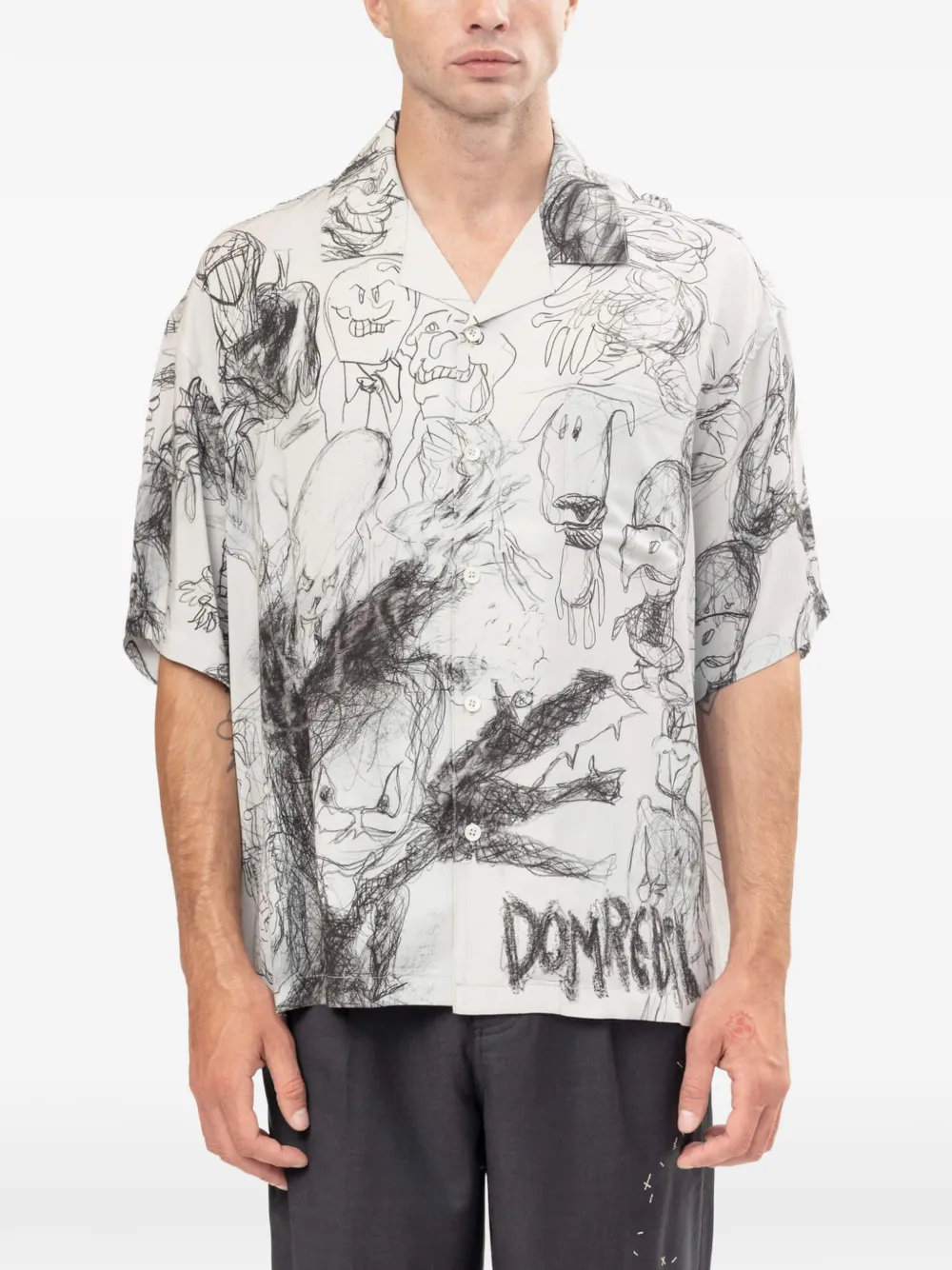 DOMREBEL sketch-print camp-collar shirt