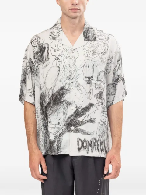 DOMREBEL sketch-print camp-collar shirt
