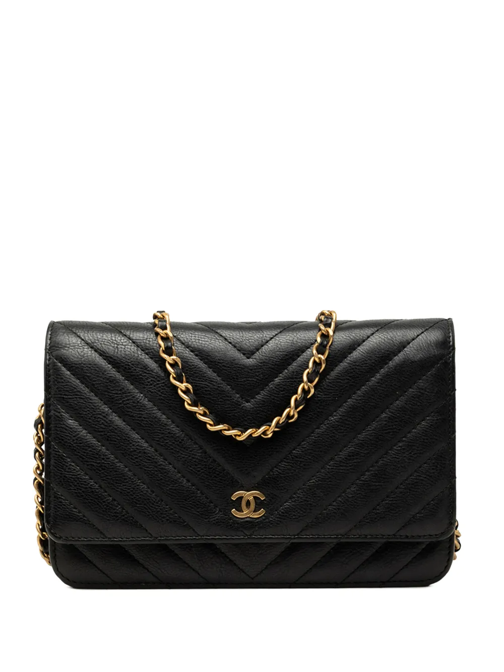 CHANEL Pre-Owned 2016-2017 CC Chevron Calfskin Wallet On Chain crossbody bag - Nero