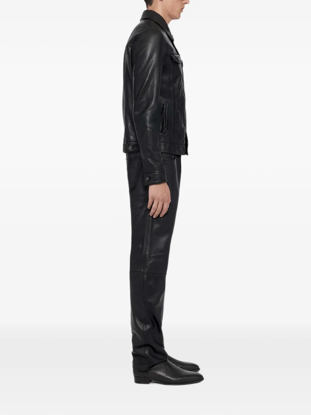 AllSaints Vini straight leren broek Zwart