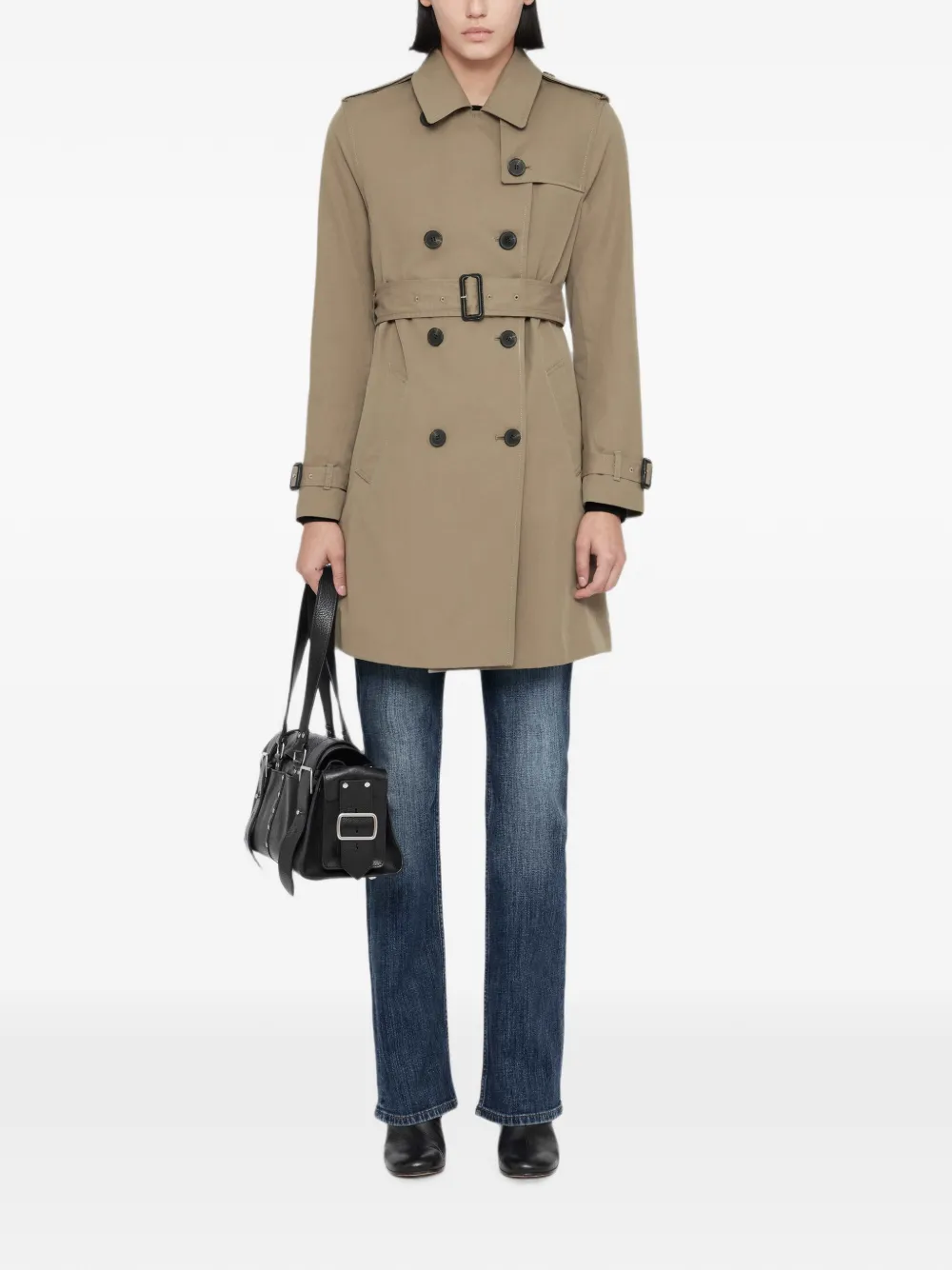 AllSaints Leonard trenchcoat met dubbele rij knopen Bruin