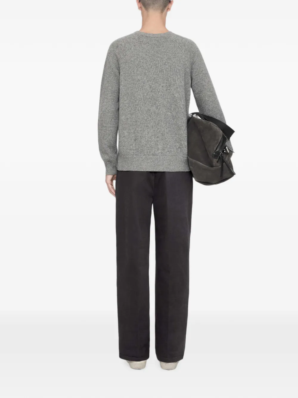 AllSaints Aston geplooide chino met wijde pijpen Grijs