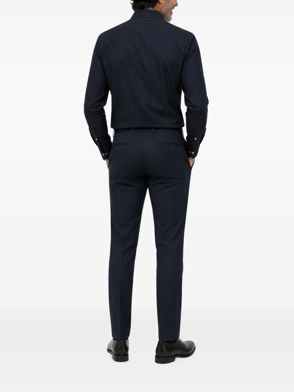 FRANZESE COLLECTION pinstripe-pattern long-sleeve shirt Blauw