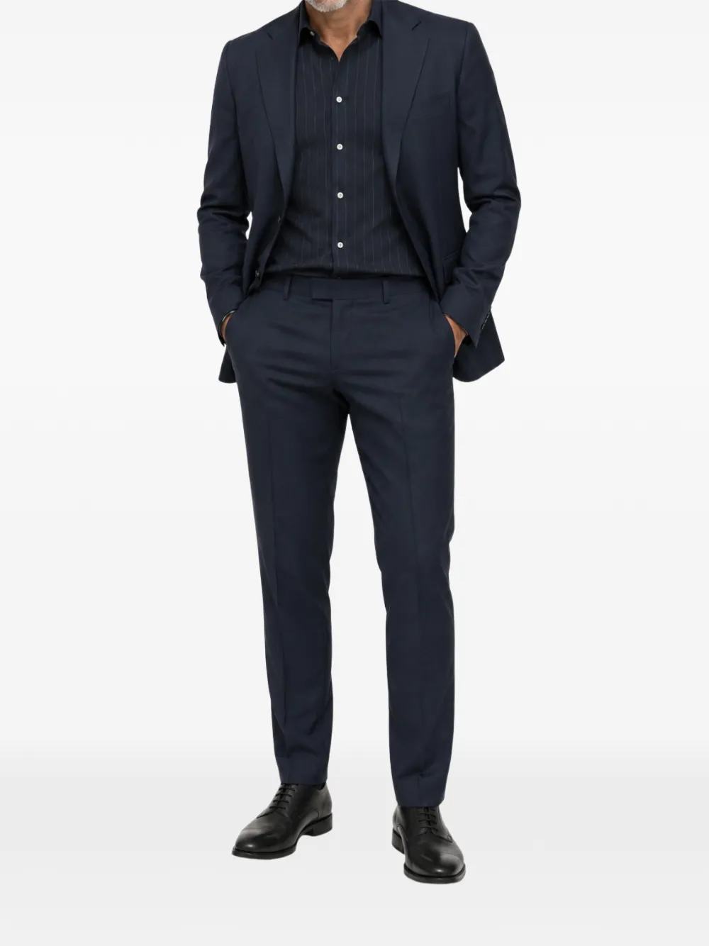 FRANZESE COLLECTION pinstripe-pattern long-sleeve shirt Blauw
