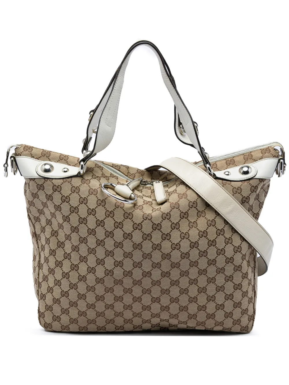 Gucci Pre-Owned 2016-2026 Icon Bit Satchel-Tasche aus GG Canvas - Weiß