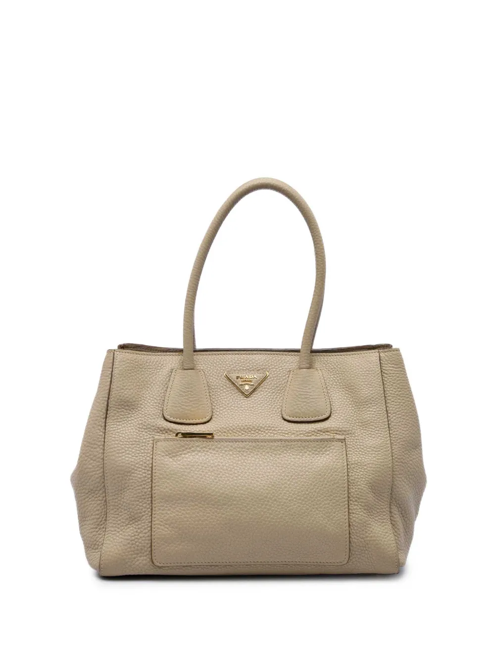 Prada Pre-Owned 2010-2026 Borsa tote Vitello Daino convertibile con tasca frontale - Toni neutri