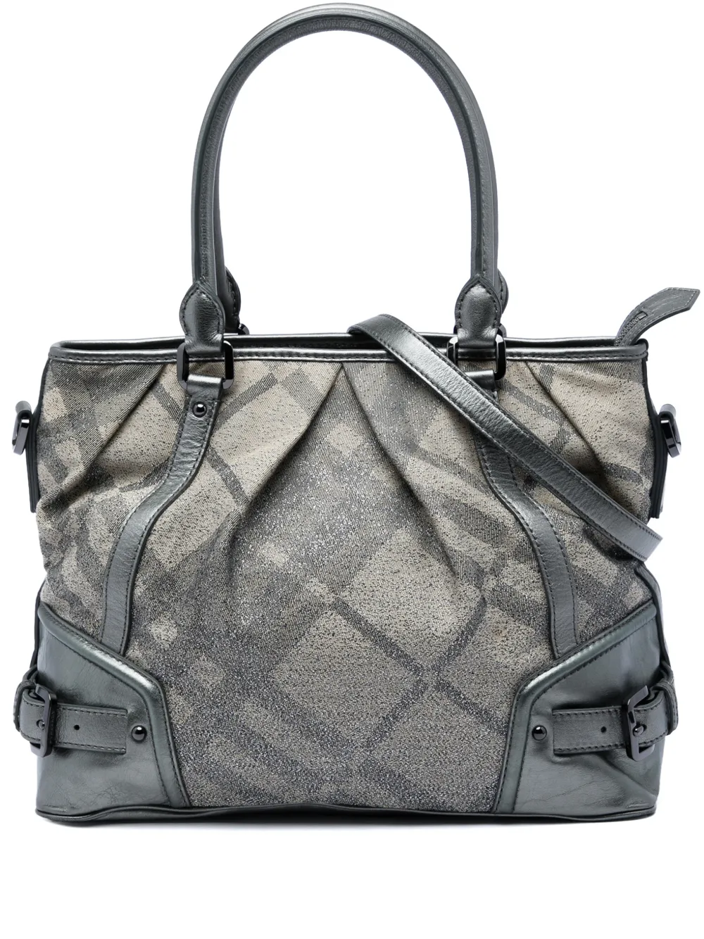 Burberry Pre-Owned 2000-2017 Smoke Check Satchel aus Check-Canvas mit Glitzer - Silber