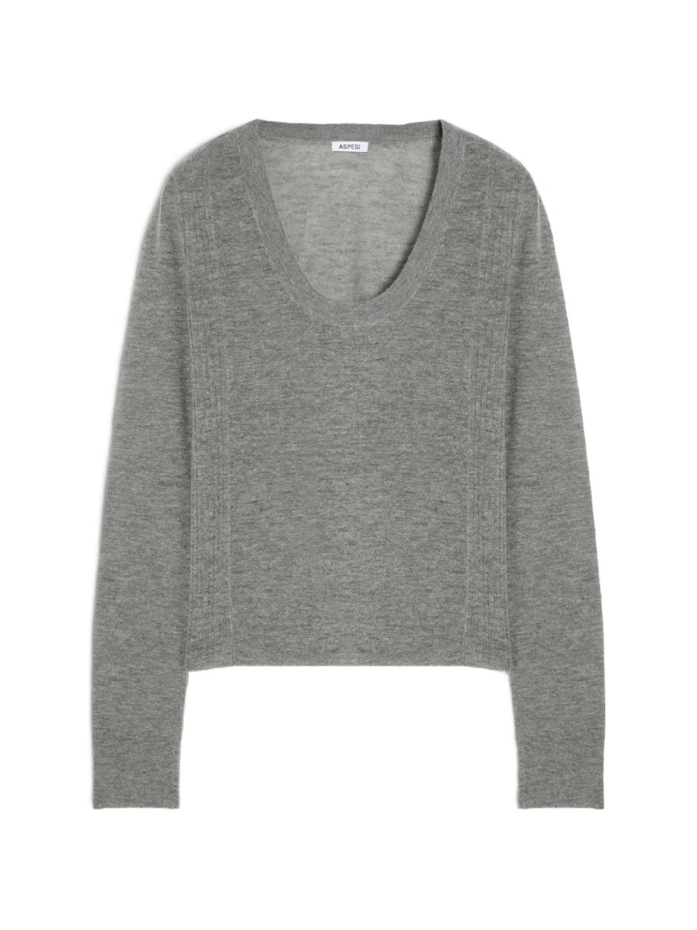 ASPESI Maglione con scollo ampio in maglia fine - Grigio