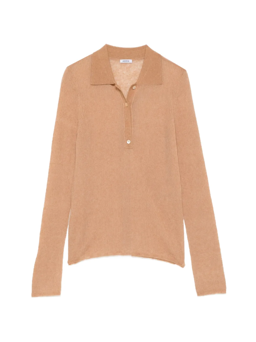 ASPESI ribbed-knit long-sleeve polo top Beige