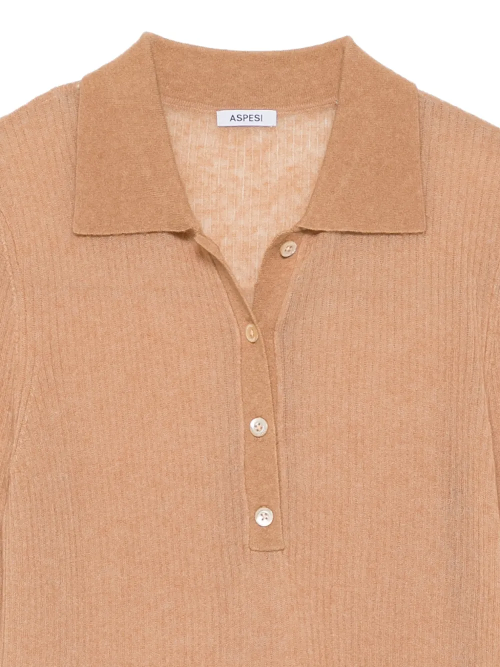 ASPESI ribbed-knit long-sleeve polo top Beige