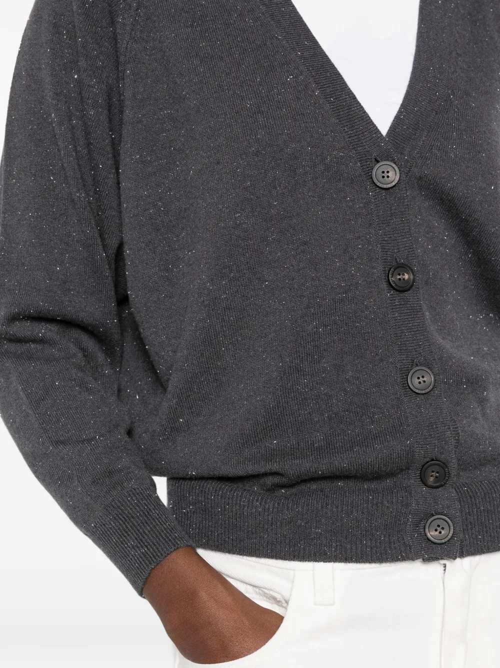 Peserico Vest met V-hals en gespikkeld effect Grijs