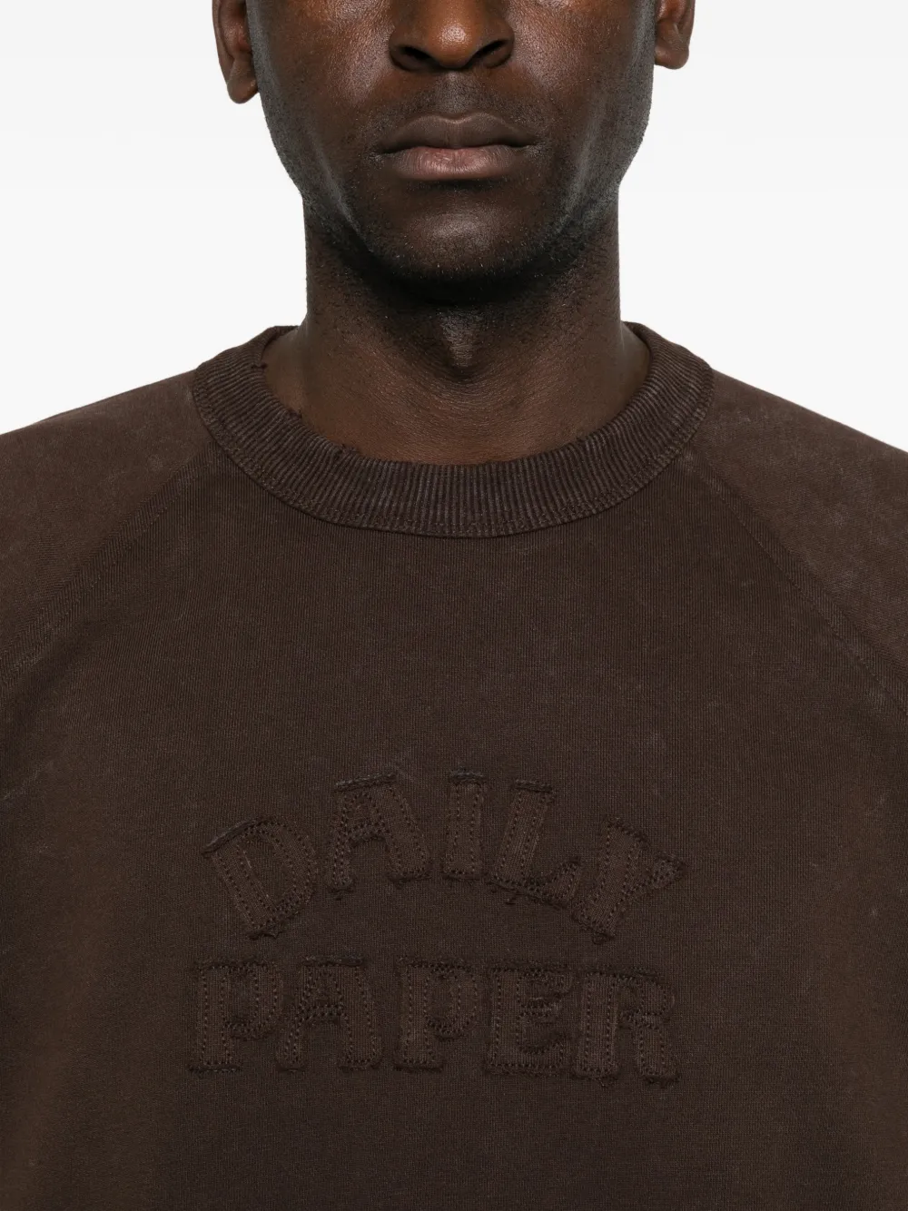 Daily Paper Sweater met geborduurd logo en gelaagde mouwen Bruin