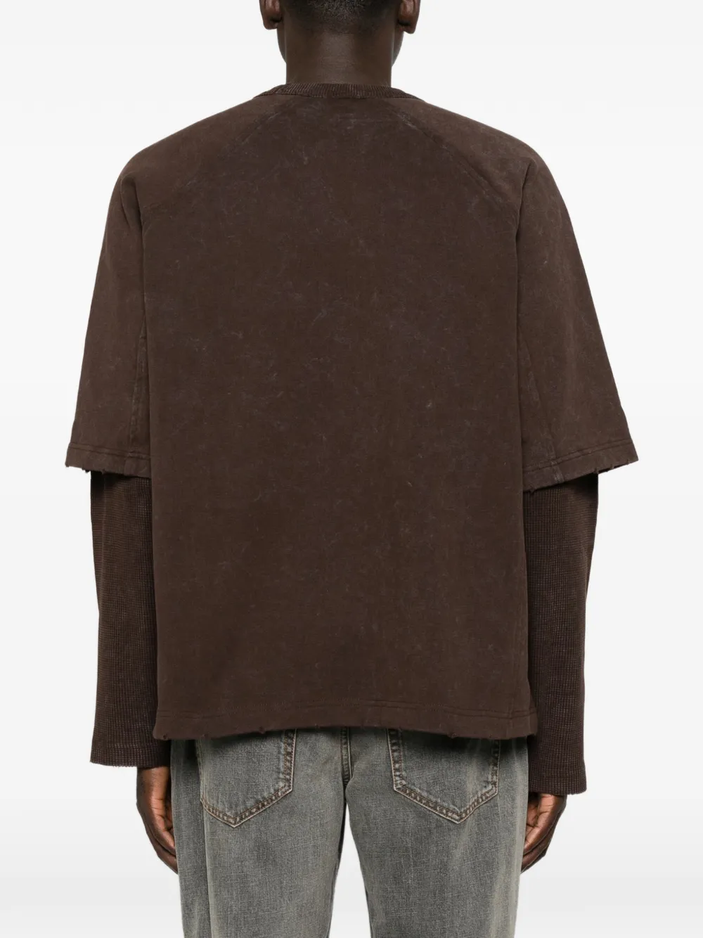 Daily Paper Sweater met geborduurd logo en gelaagde mouwen Bruin