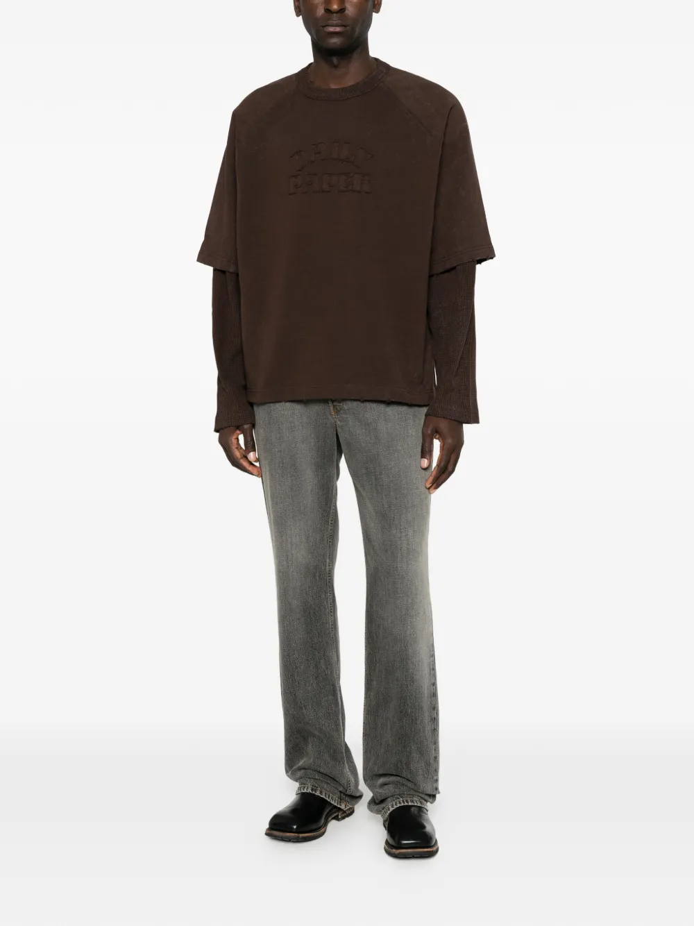 Daily Paper Sweater met geborduurd logo en gelaagde mouwen Bruin