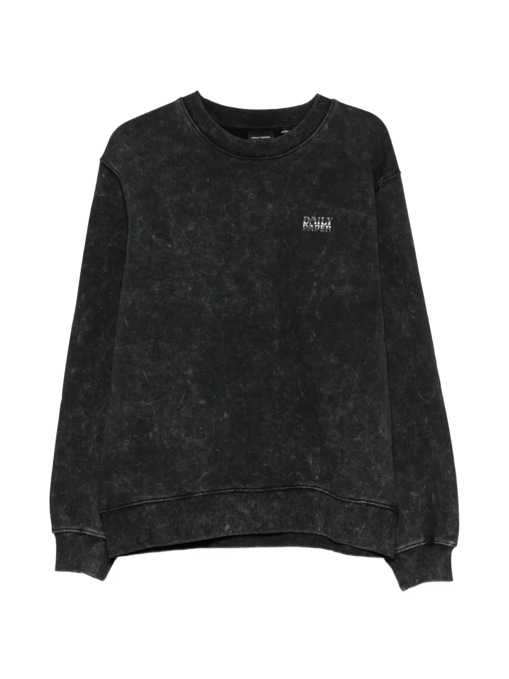 Daily Paper logo-print acid-wash sweater - Nero