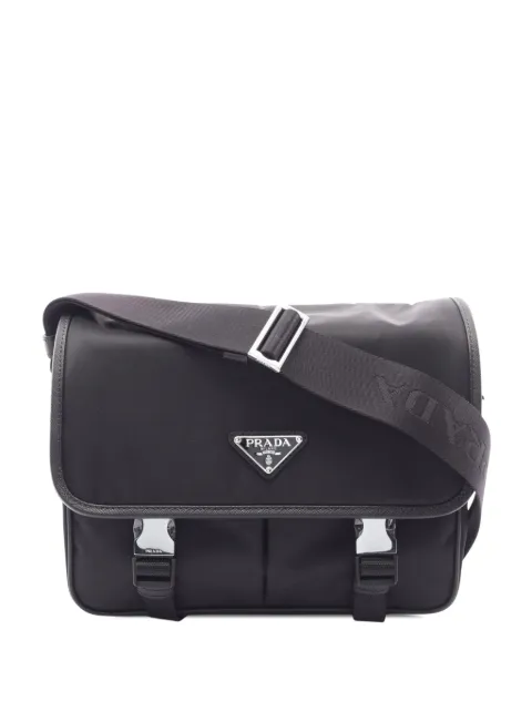 Prada Pre-Owned 2013-2026 Saffiano Trimmed Tessuto Double Buckle Messenger Bag crossbody bag