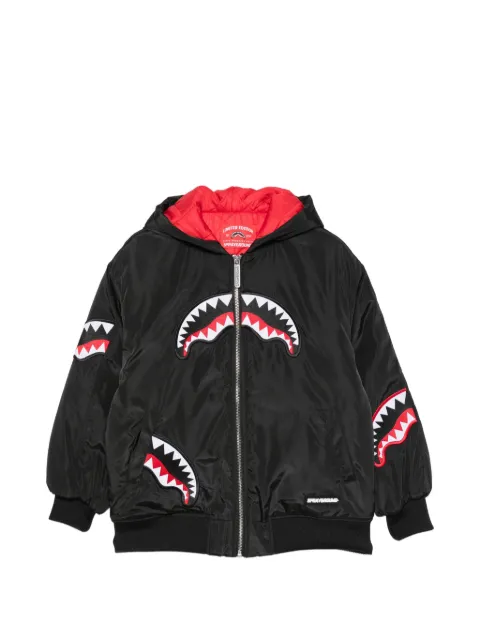 sprayground kid Shark-patch hooded jacket