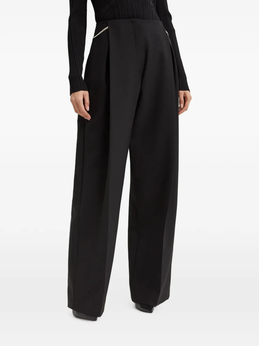 Sportmax Plooibroek met afneembare band Zwart
