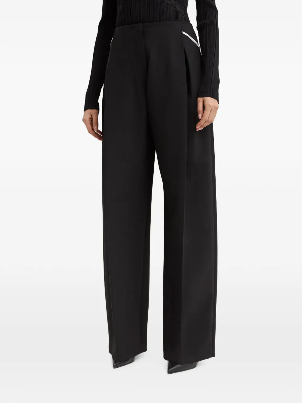 Sportmax Plooibroek met afneembare band Zwart