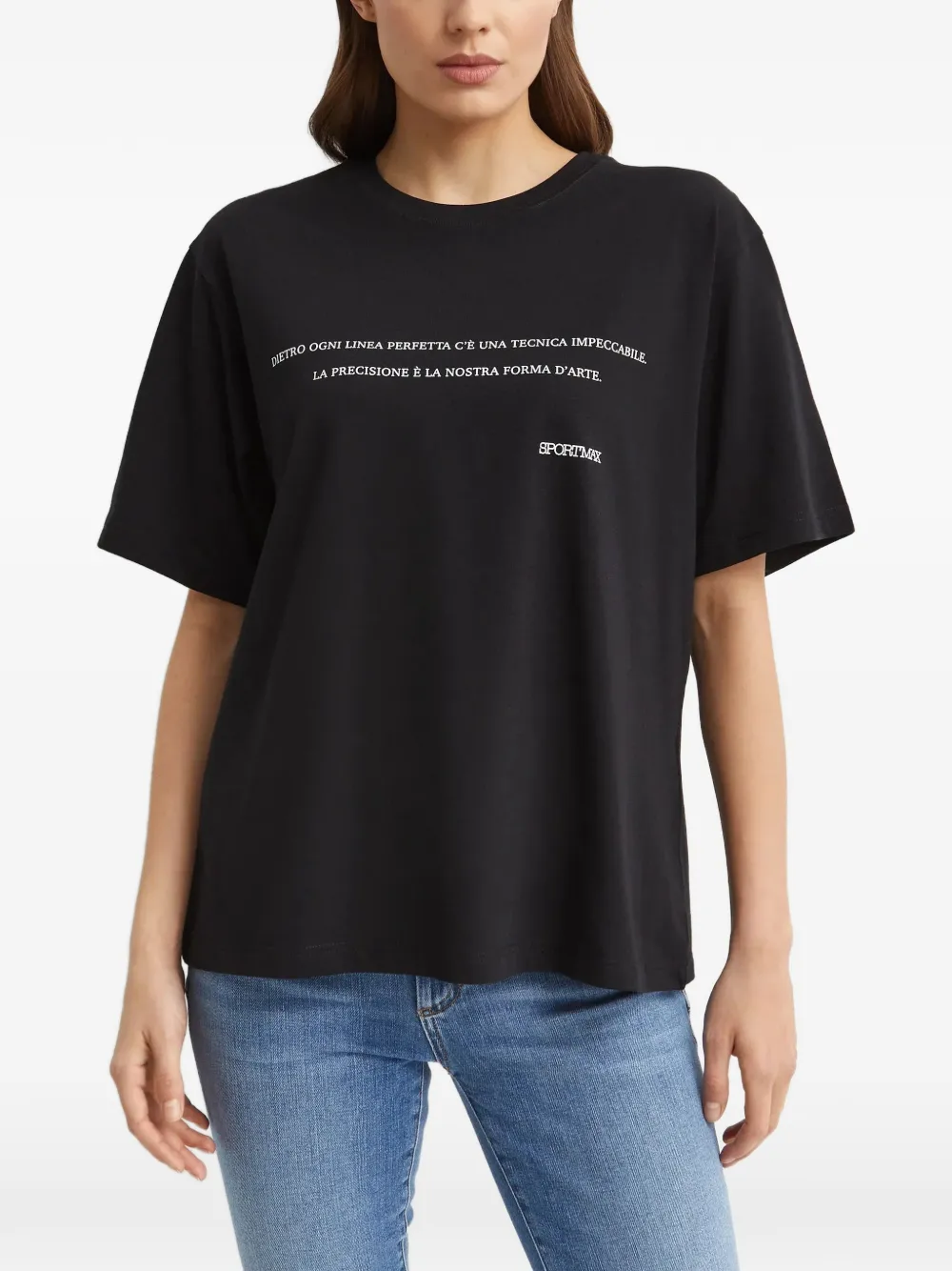 Sportmax Katoenen T-shirt met tekst Zwart