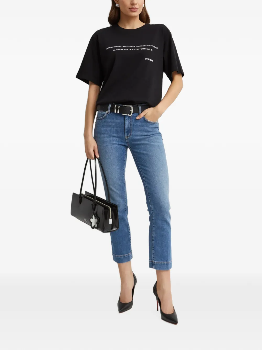 Sportmax Katoenen T-shirt met tekst Zwart