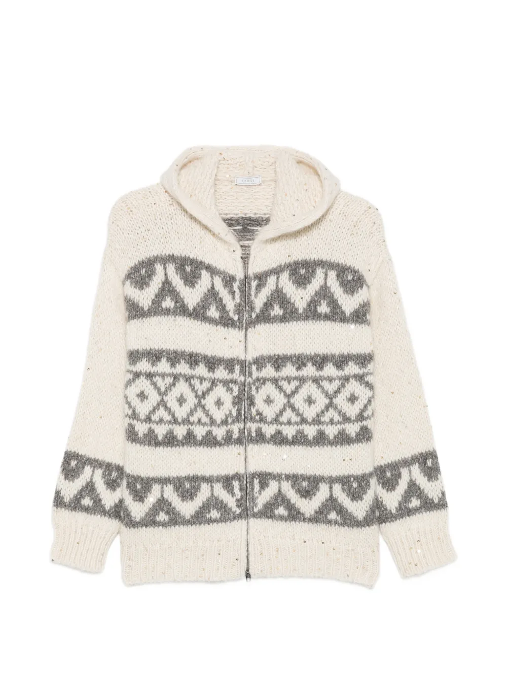 Peserico Fair Isle-knit zip-up hoodie - Neutrals
