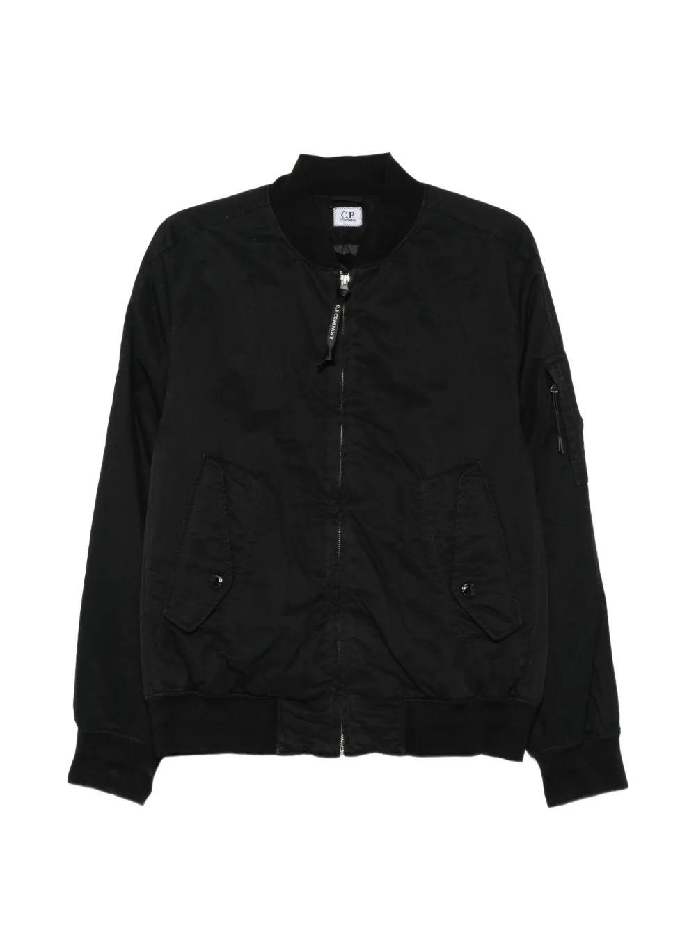 C.P. Company ribbed-trim zip-up jacket - Nero