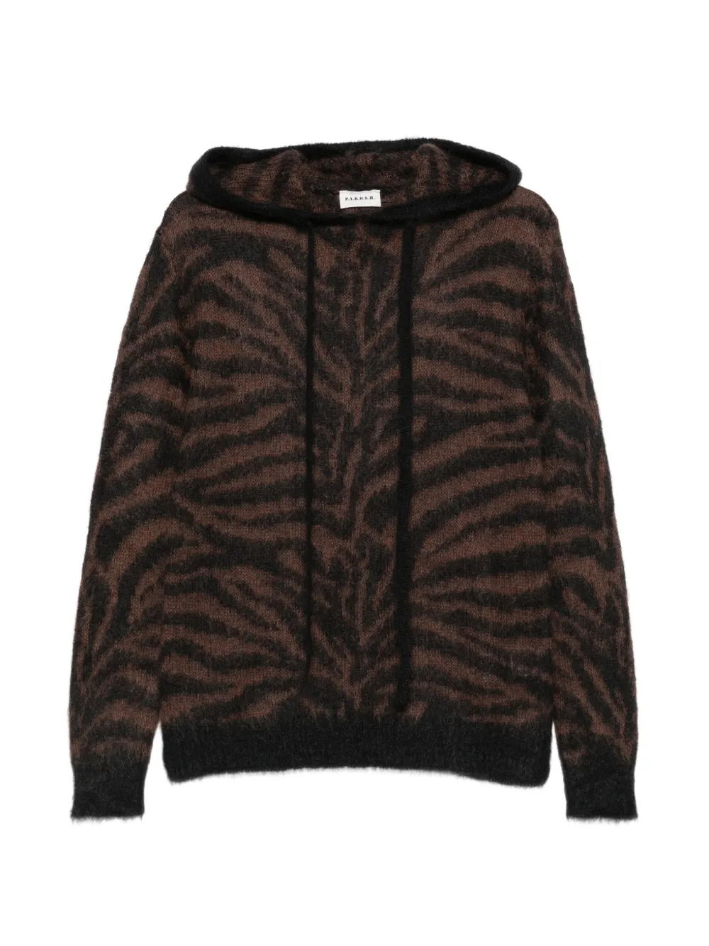 P.A.R.O.S.H. Lamu zebra-print brushed hoodie - Marrone