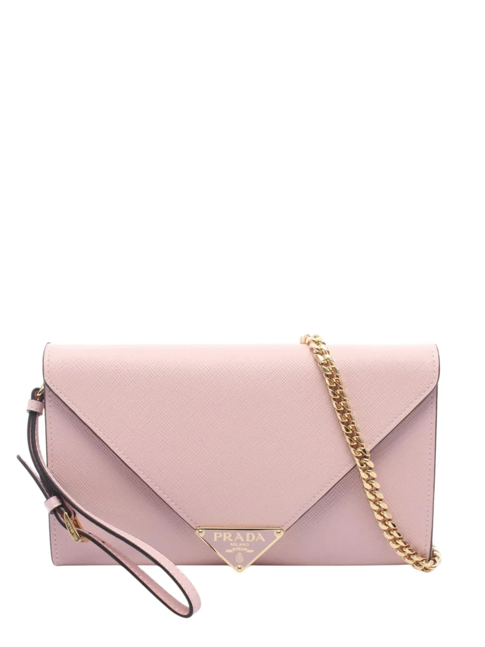 Prada Pre-Owned 2013-2026 portefeuille à bride en chaîne en cuir Saffiano - Rose Prada Pre-Owned 2013-2026 portefeuille à bride en chaîne en cuir Saffiano - Rose