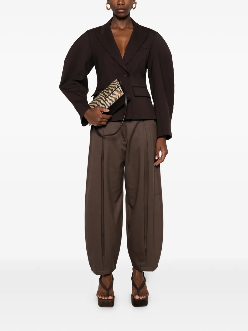 P.A.R.O.S.H. puff-sleeve peak-lapel blazer Bruin