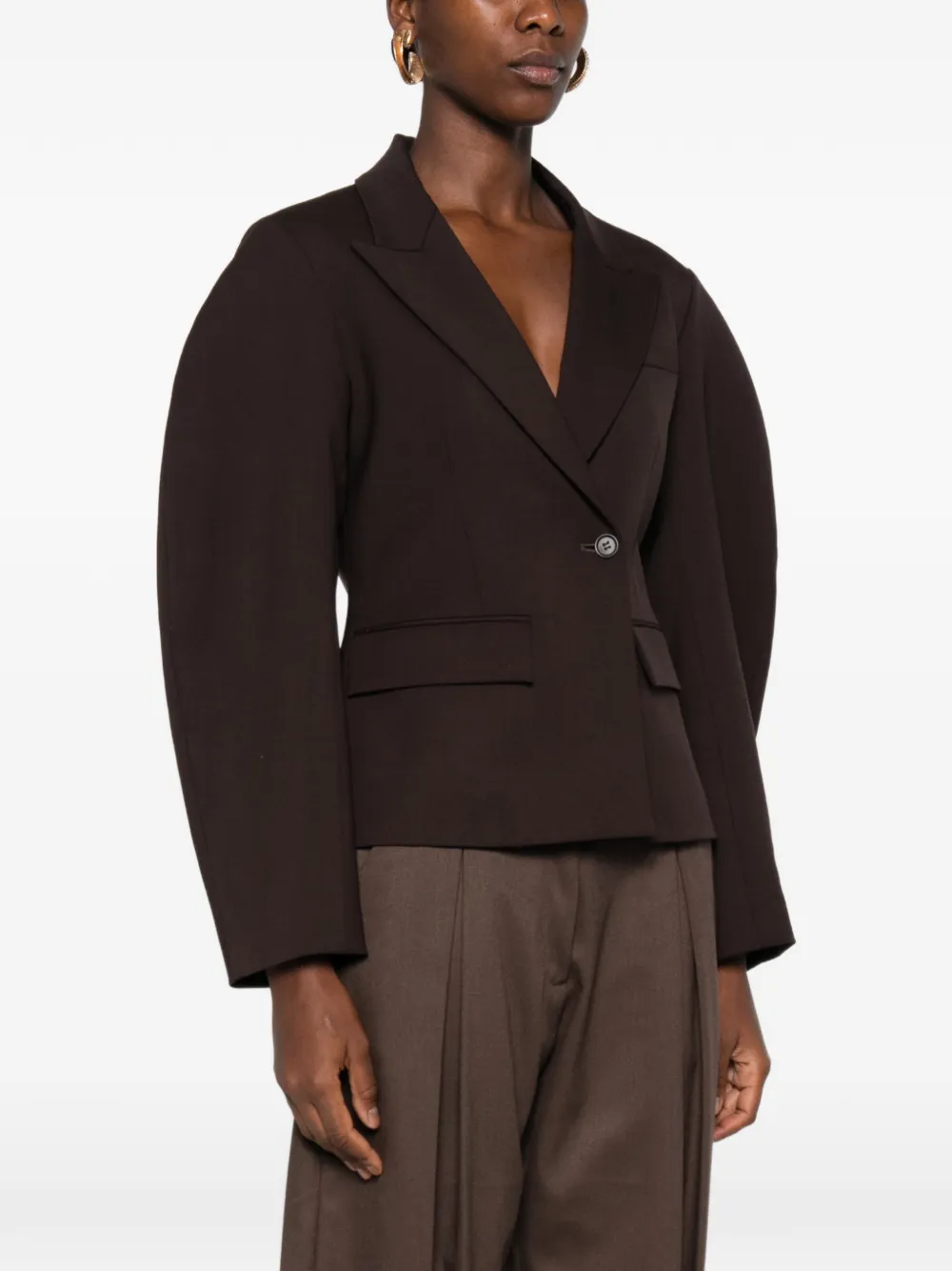 P.A.R.O.S.H. puff-sleeve peak-lapel blazer Bruin