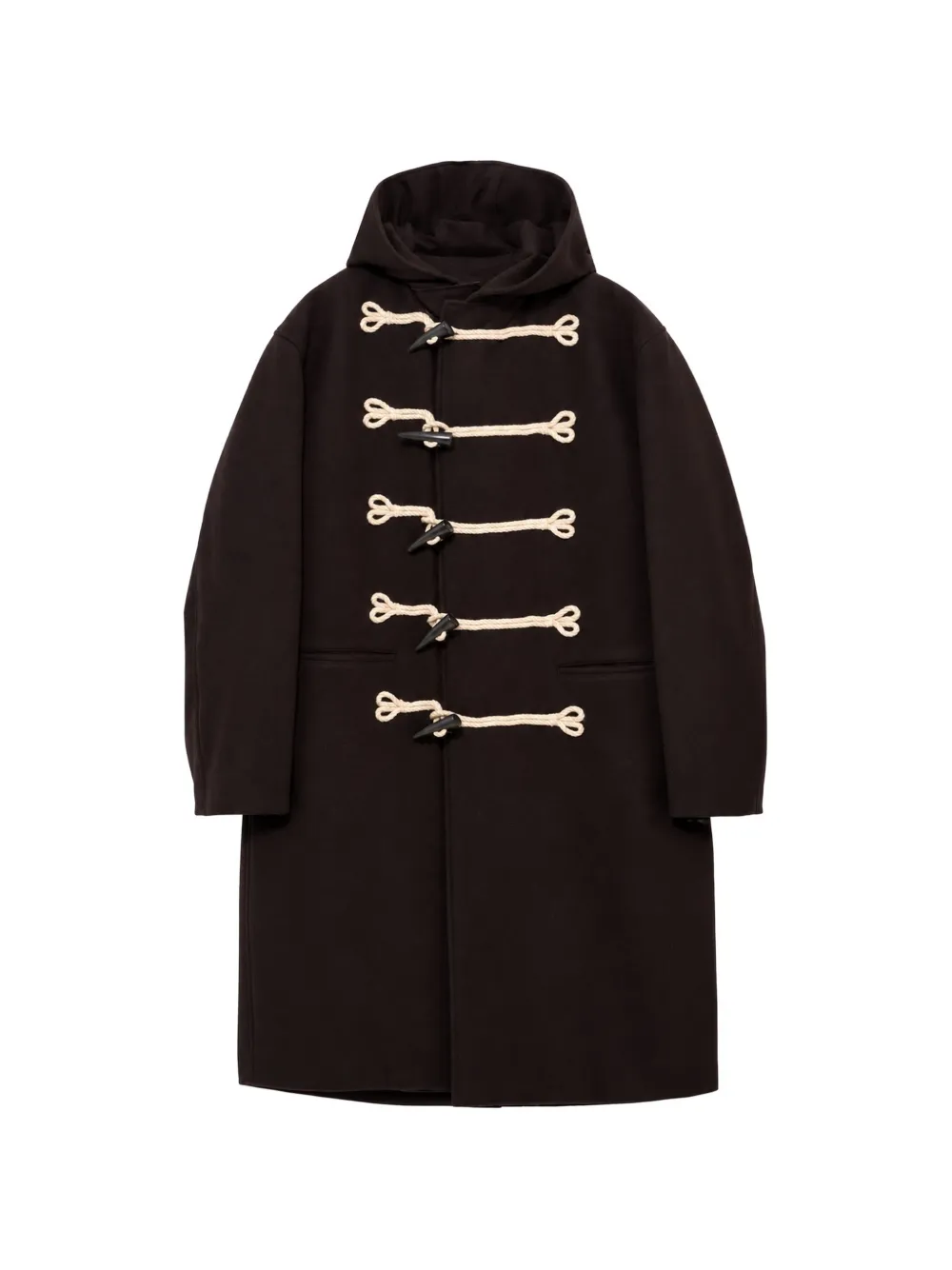 Yohji Yamamoto toggle-fastening hooded coat - Marrone