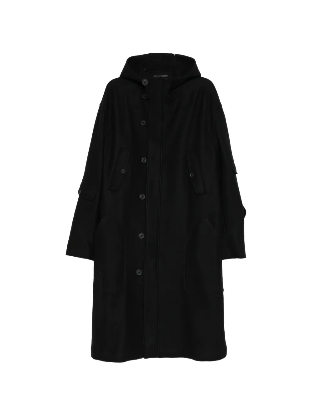 Yohji Yamamoto single-breasted hooded coat - Nero