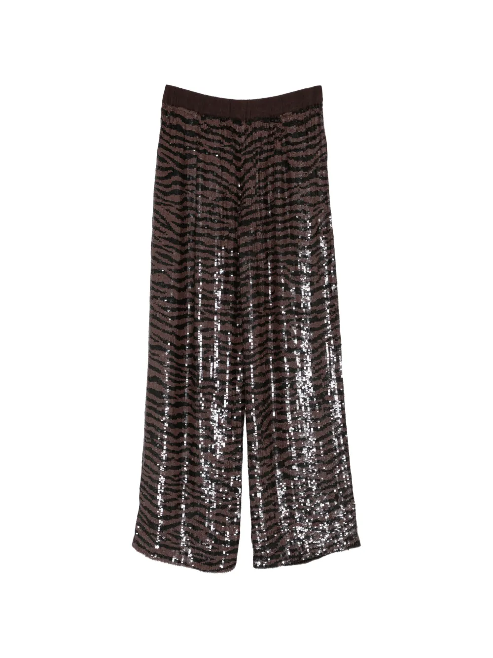 P.A.R.O.S.H. Rebra broek verfraaid met pailletten en zebraprint Bruin