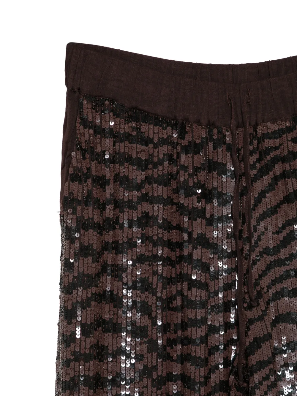 P.A.R.O.S.H. Rebra broek verfraaid met pailletten en zebraprint Bruin