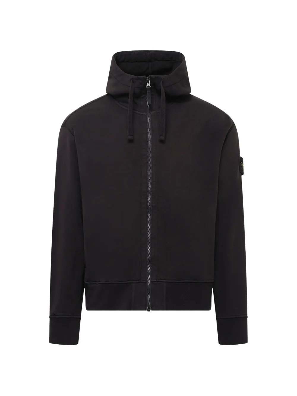 Stone Island 6100009 organic cotton fleece zip-up hoodie - Black