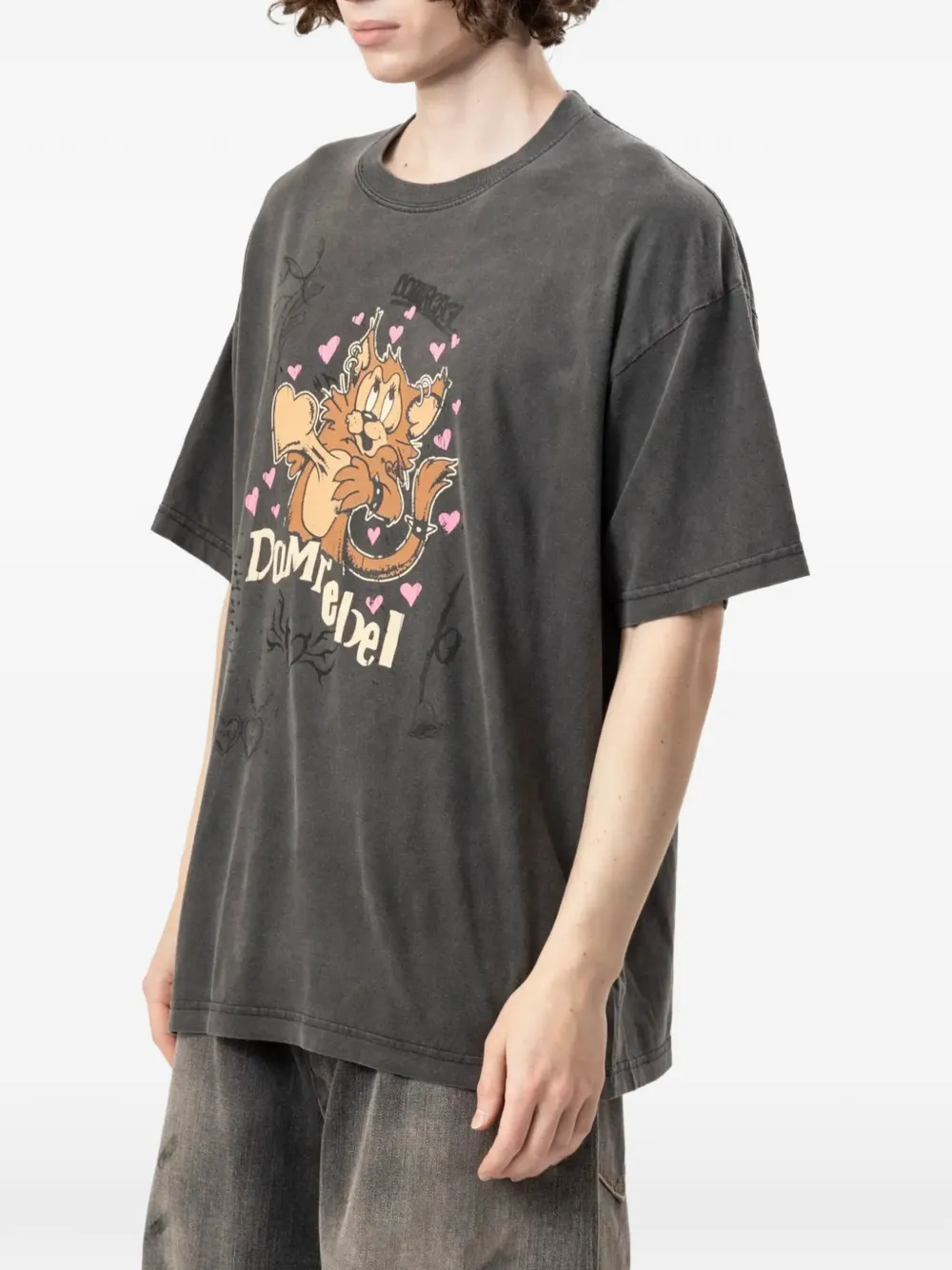 DOMREBEL Katoenen T-shirt met Boom print Grijs