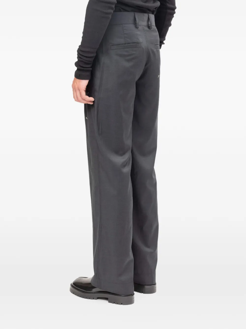 DOMREBEL Bully wollen broek met kruisstiksels Grijs