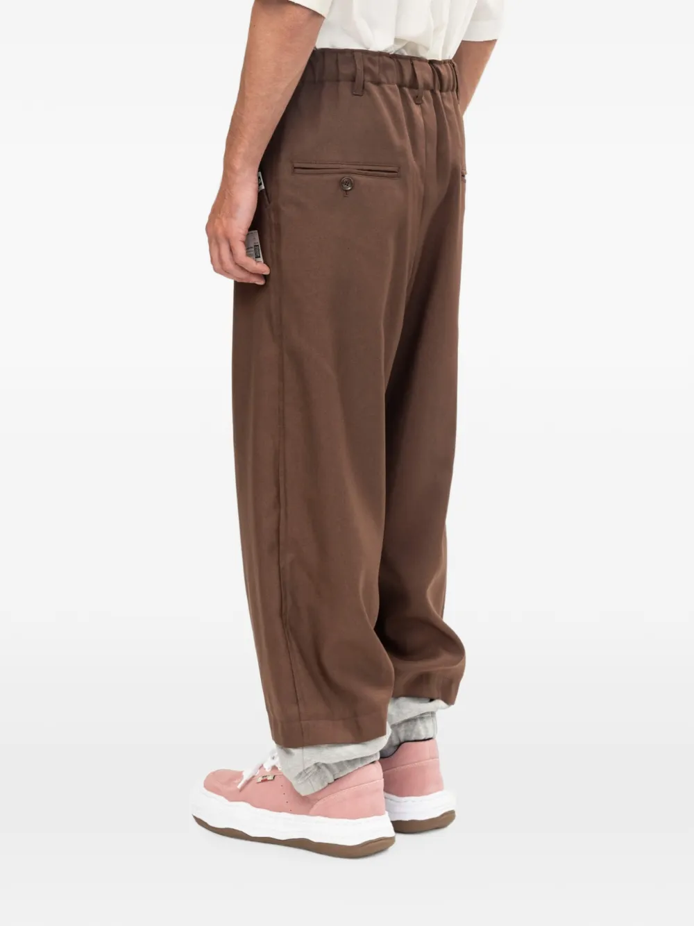 Maison MIHARA YASUHIRO Gelaagde twill trainingsbroek Bruin