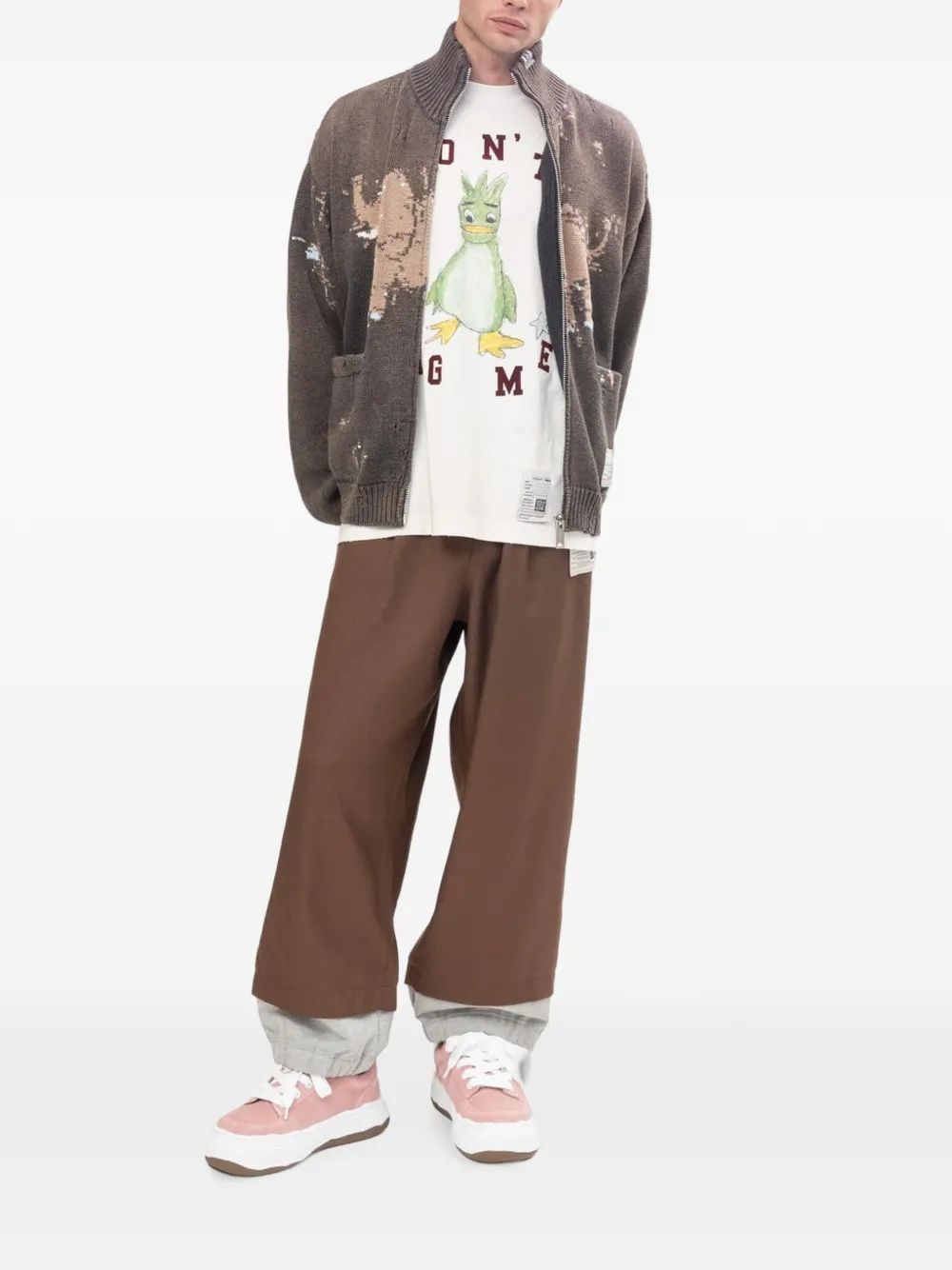 Maison MIHARA YASUHIRO Gelaagde twill trainingsbroek Bruin