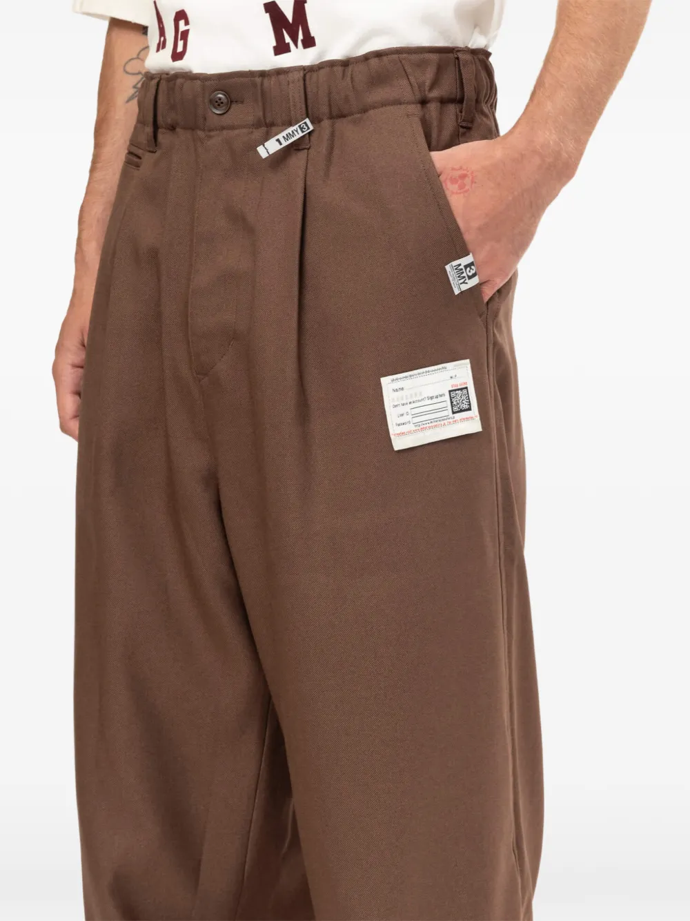 Maison MIHARA YASUHIRO Gelaagde twill trainingsbroek Bruin