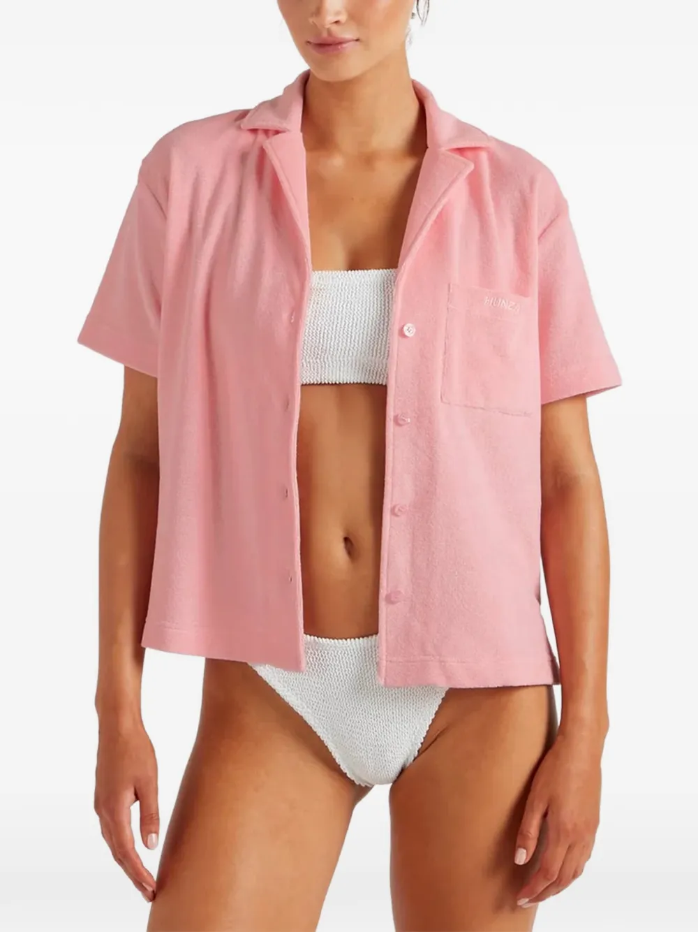 Hunza G Cuban short-sleeve shirt Roze
