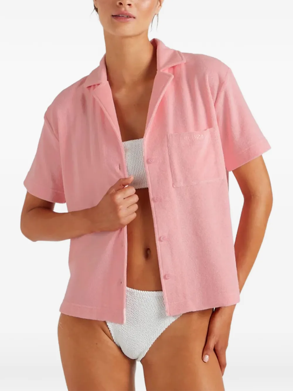 Hunza G Cuban short-sleeve shirt Roze