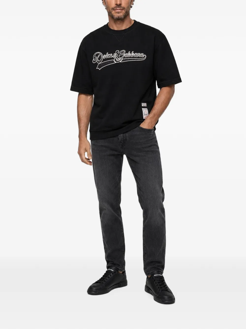 Dolce & Gabbana cotton T-shirt with embroidery Zwart